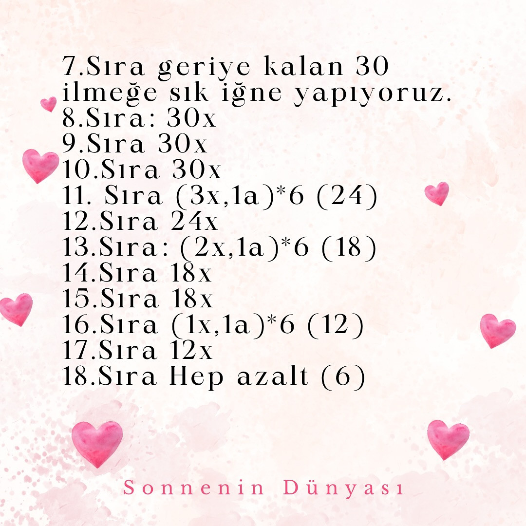 Ücretsiz Kalp Amigurumi Şeması