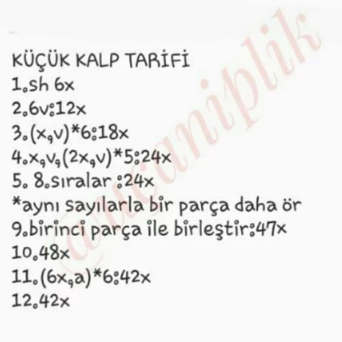 Ücretsiz Kalp Anahtarlık Amigurumi Şeması