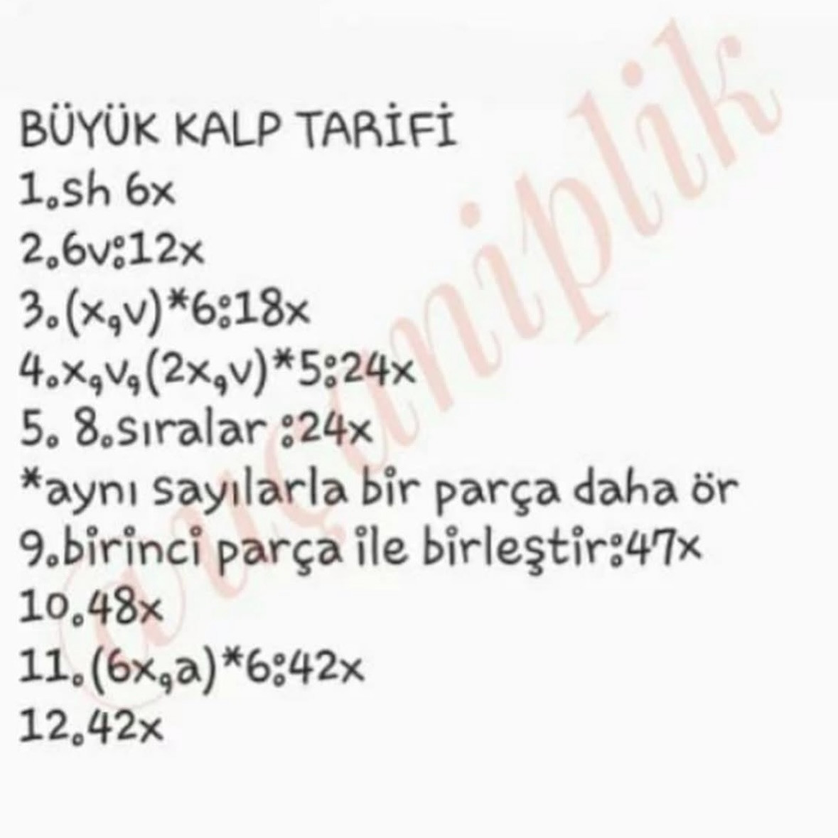 Ücretsiz Kalp Anahtarlık Amigurumi Şeması