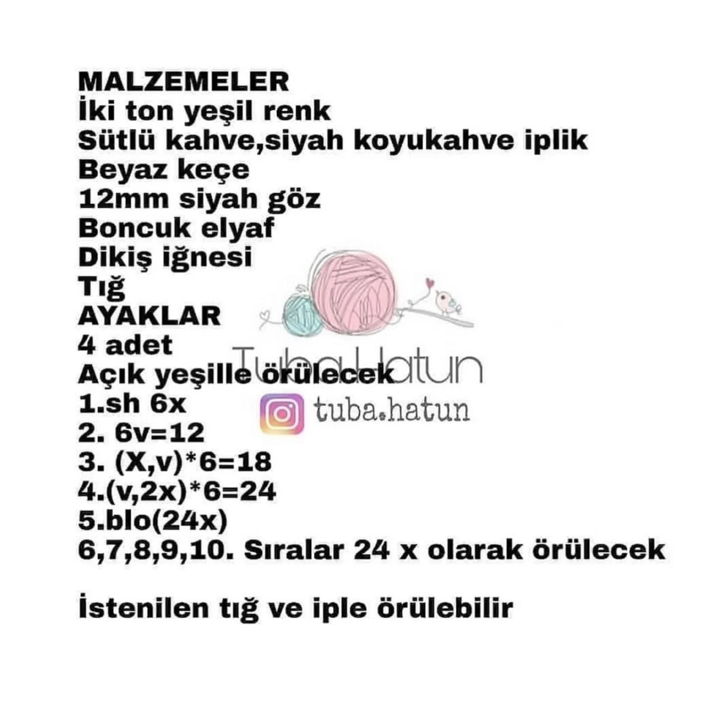 Ücretsiz Kaplumbağa Amigurumi Şeması