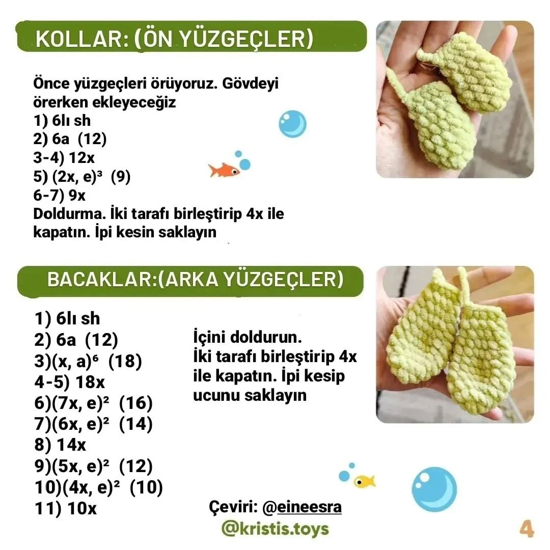 Ücretsiz Kaplumbağa Amigurumi Tığ İşi Tarifi