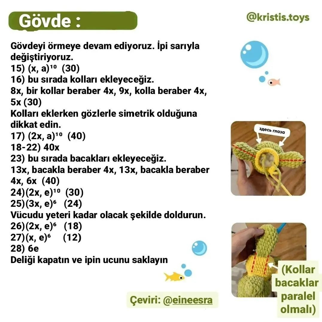 Ücretsiz Kaplumbağa Amigurumi Tığ İşi Tarifi