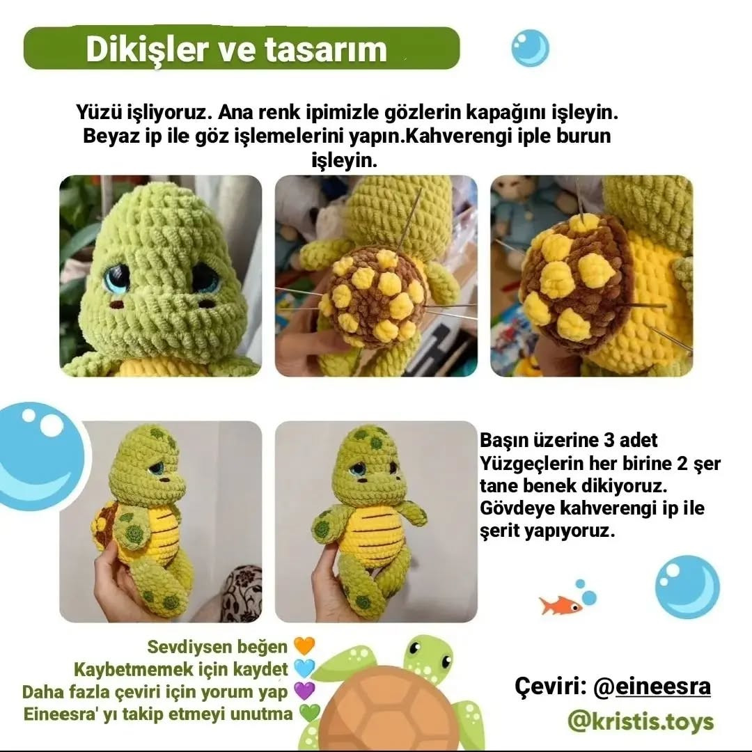 Ücretsiz Kaplumbağa Amigurumi Tığ İşi Tarifi