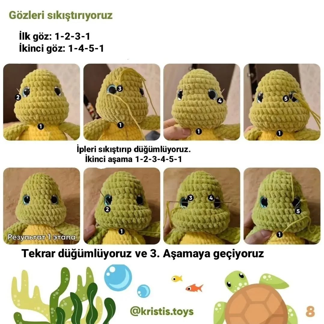 Ücretsiz Kaplumbağa Amigurumi Tığ İşi Tarifi
