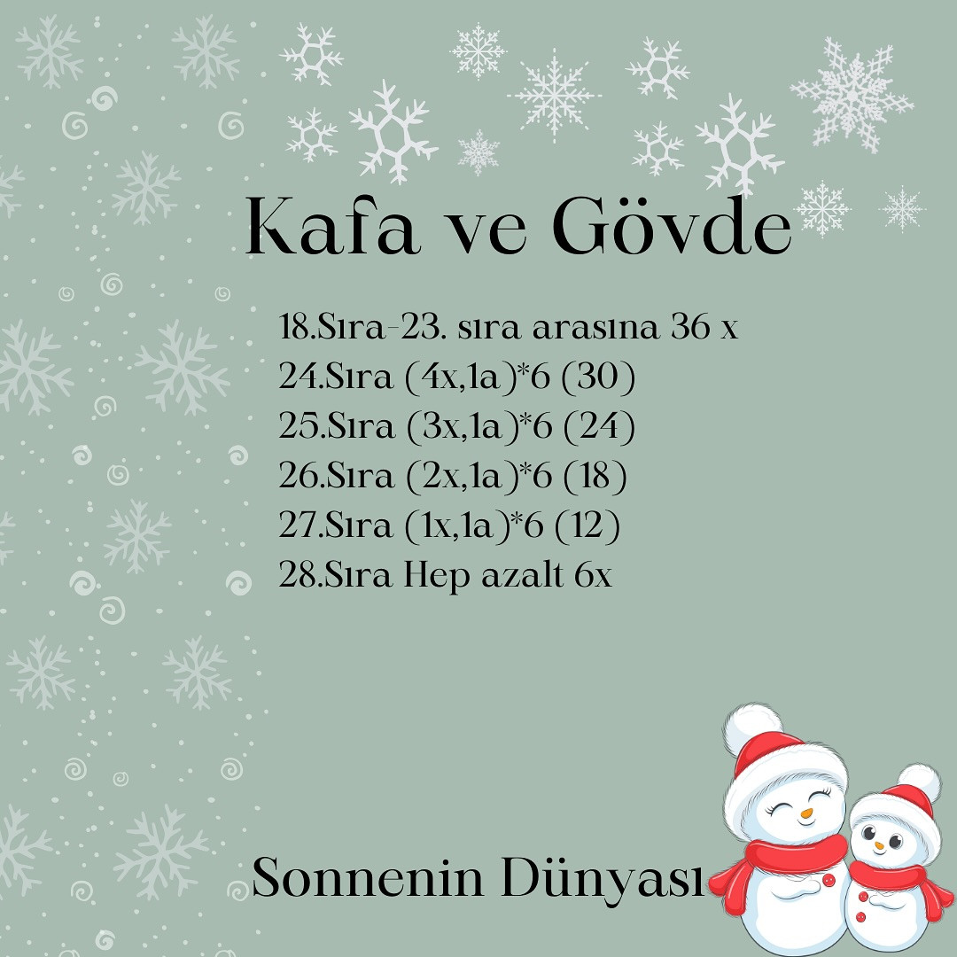 Ücretsiz Kardan Adam Amigurumi Şeması
