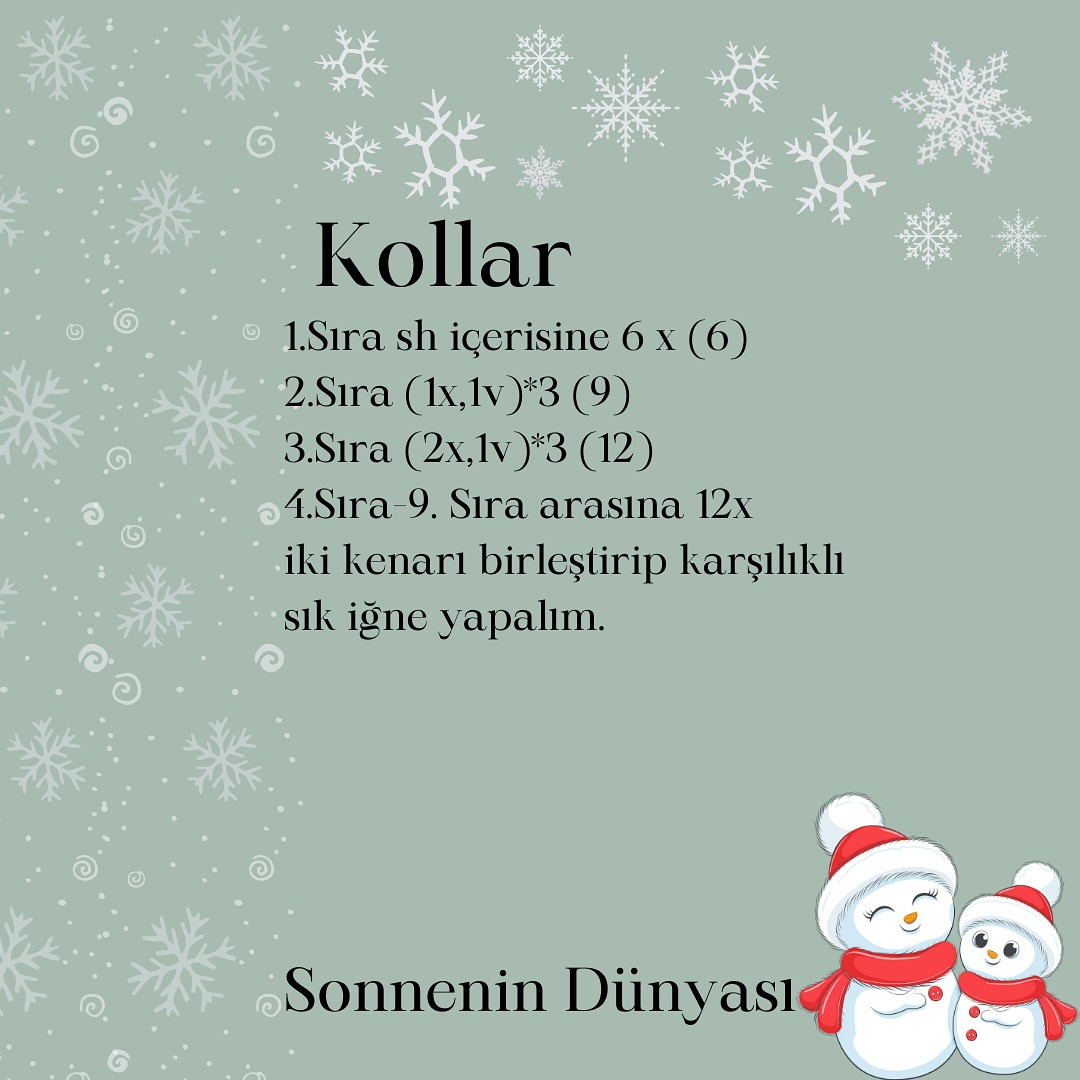 Ücretsiz Kardan Adam Amigurumi Şeması