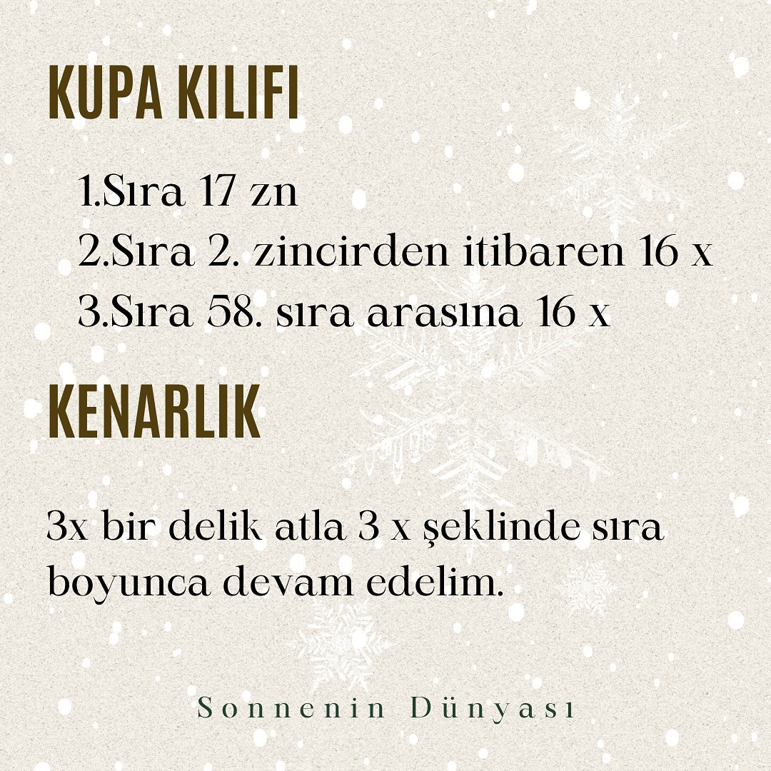 Ücretsiz Kardelenli Bardak Altlığı ve Kupa Kılıfı Örgü Şeması