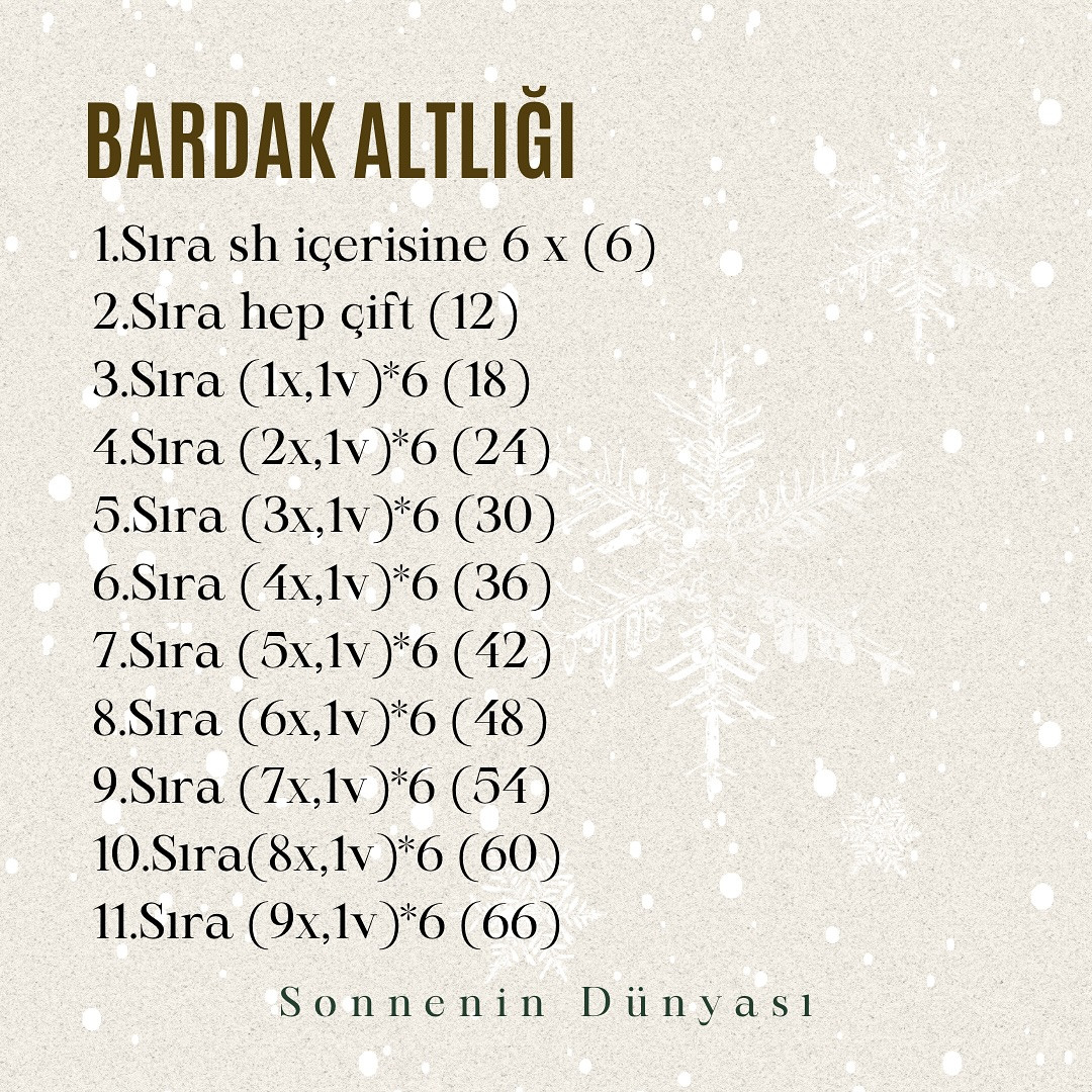 Ücretsiz Kardelenli Bardak Altlığı ve Kupa Kılıfı Örgü Şeması