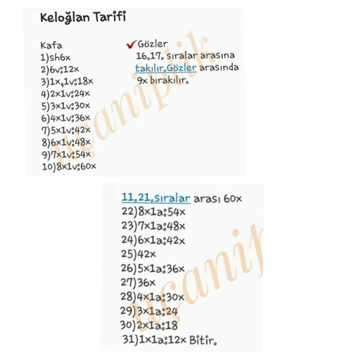 Ücretsiz Keloglan Amigurumi Tığ İşi Tarifi