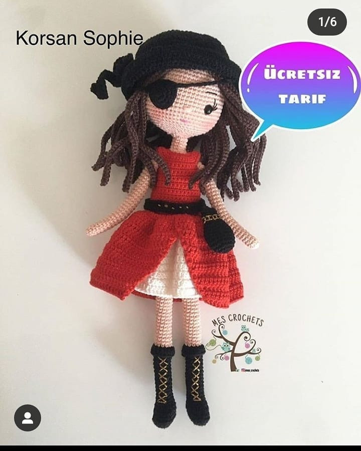 Ücretsiz Kız Korsan Amigurumi Tığ İşi Tarifi