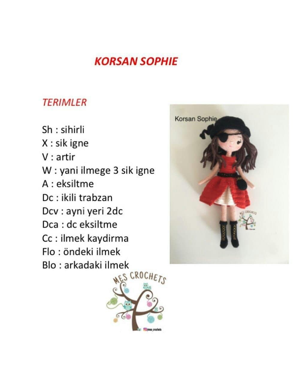 Ücretsiz Kız Korsan Amigurumi Tığ İşi Tarifi