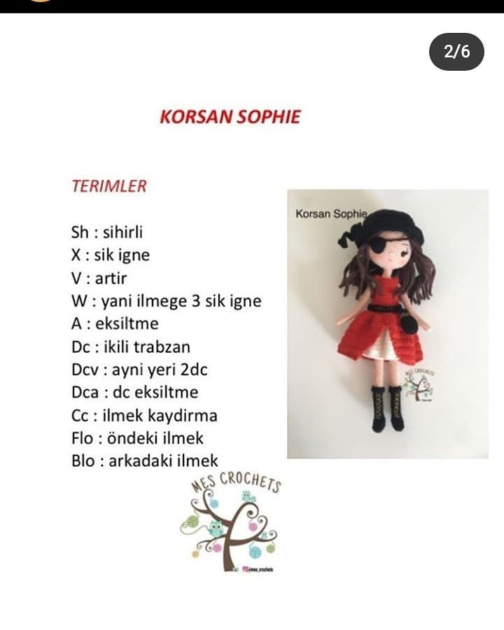 Ücretsiz Kız Korsan Amigurumi Tığ İşi Tarifi