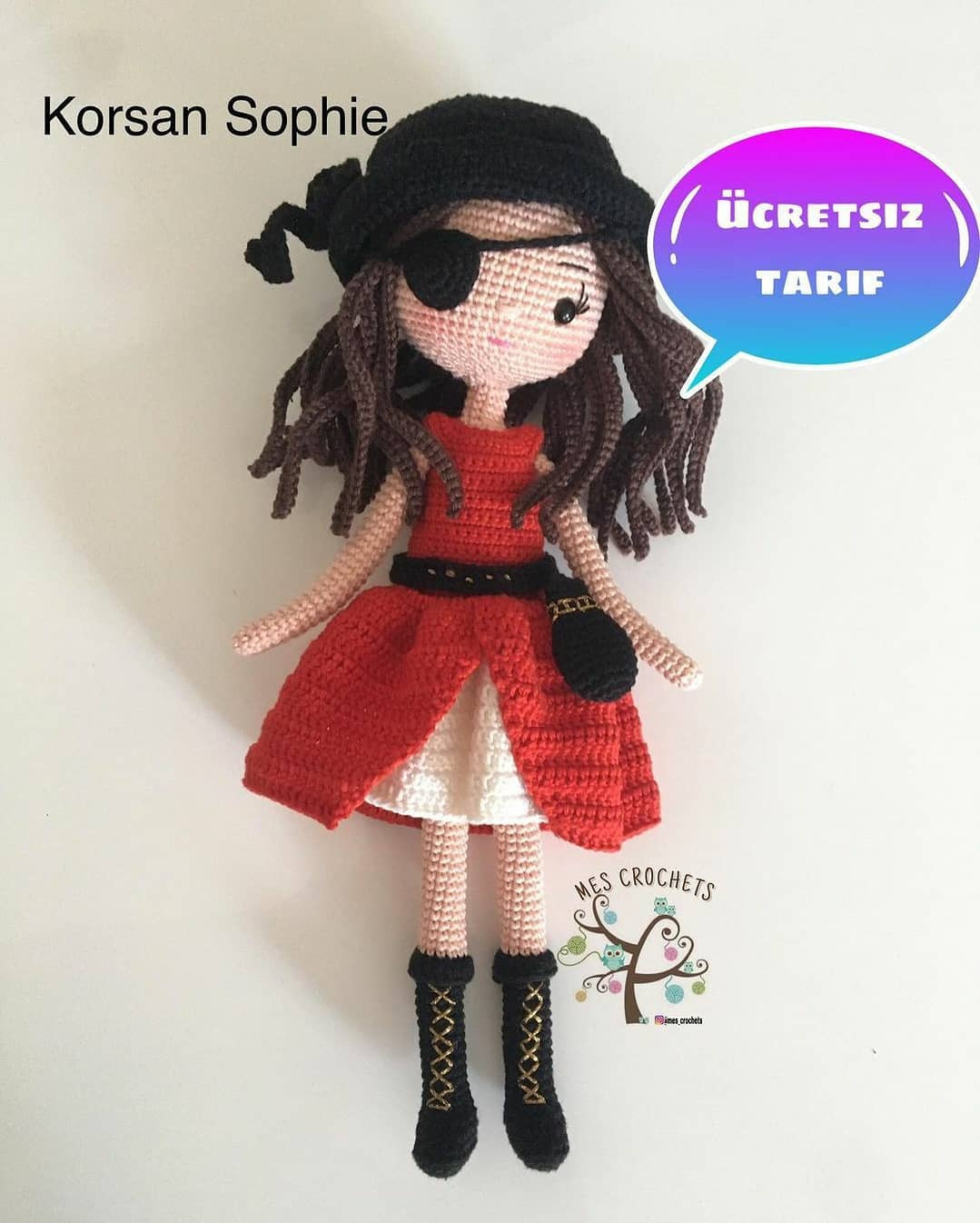 Ücretsiz Kız Korsan Amigurumi Tığ İşi Tarifi