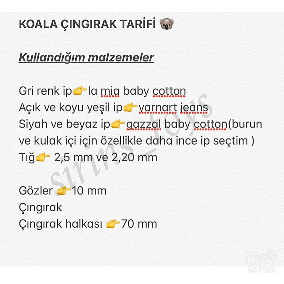 Ücretsiz Koala Bebek Zili Tığ İşi Tarifi