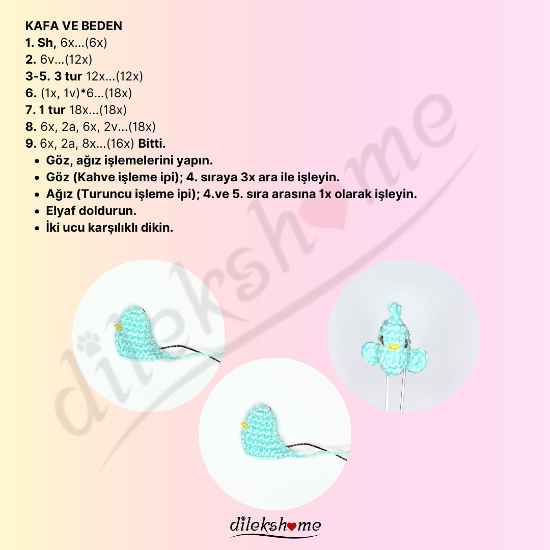 Ücretsiz Kuş Amigurumi Şeması