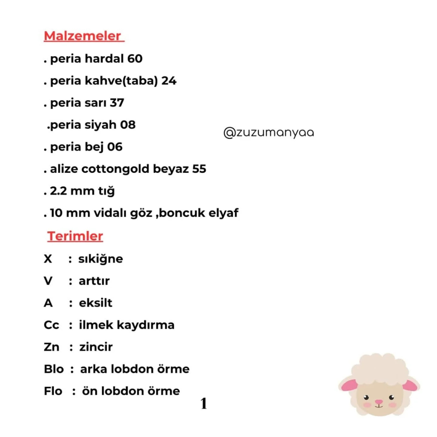 Ücretsiz Kuzu Amigurumi Tığ İşi Tarifi