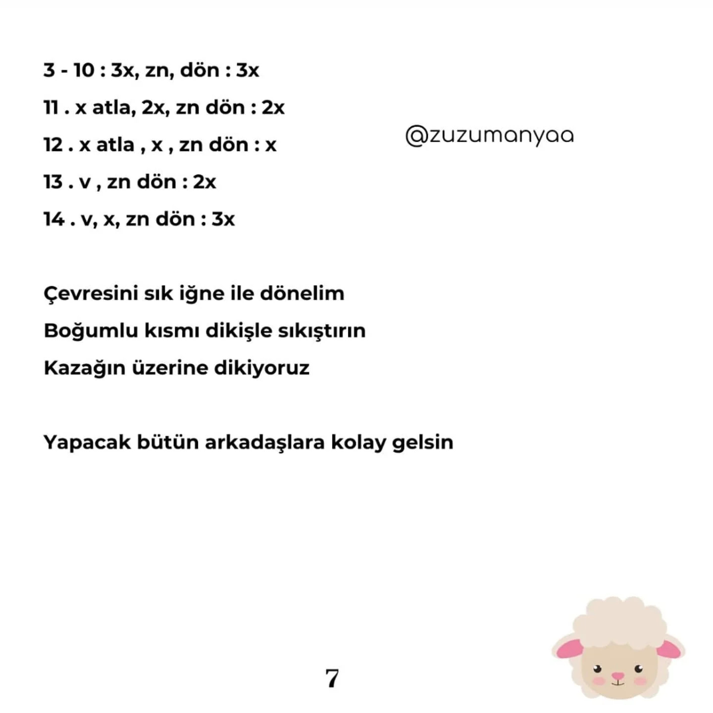 Ücretsiz Kuzu Amigurumi Tığ İşi Tarifi