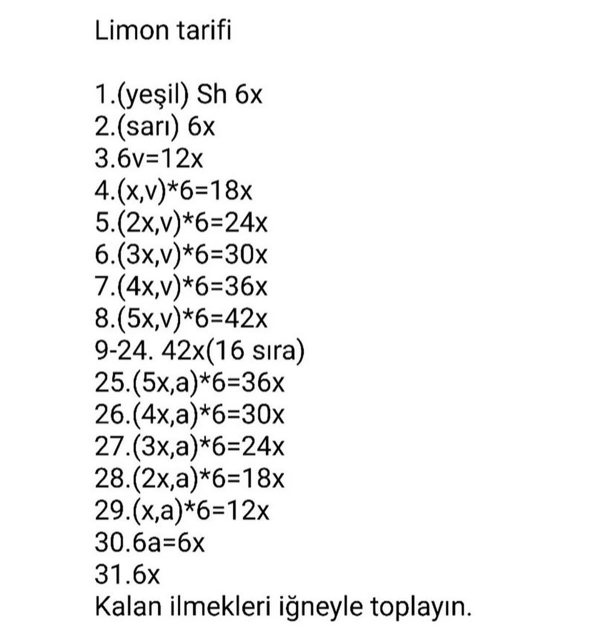 Ücretsiz Limon Amigurumi Tığ İşi Tarifi