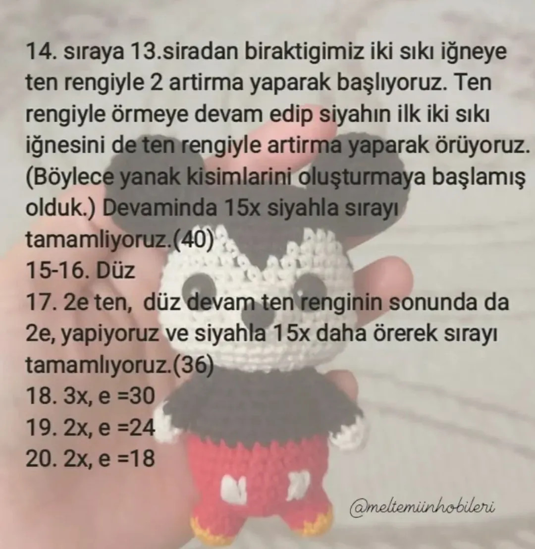 Ücretsiz Mickey Mouse Amigurumi Tığ İşi Tarifi