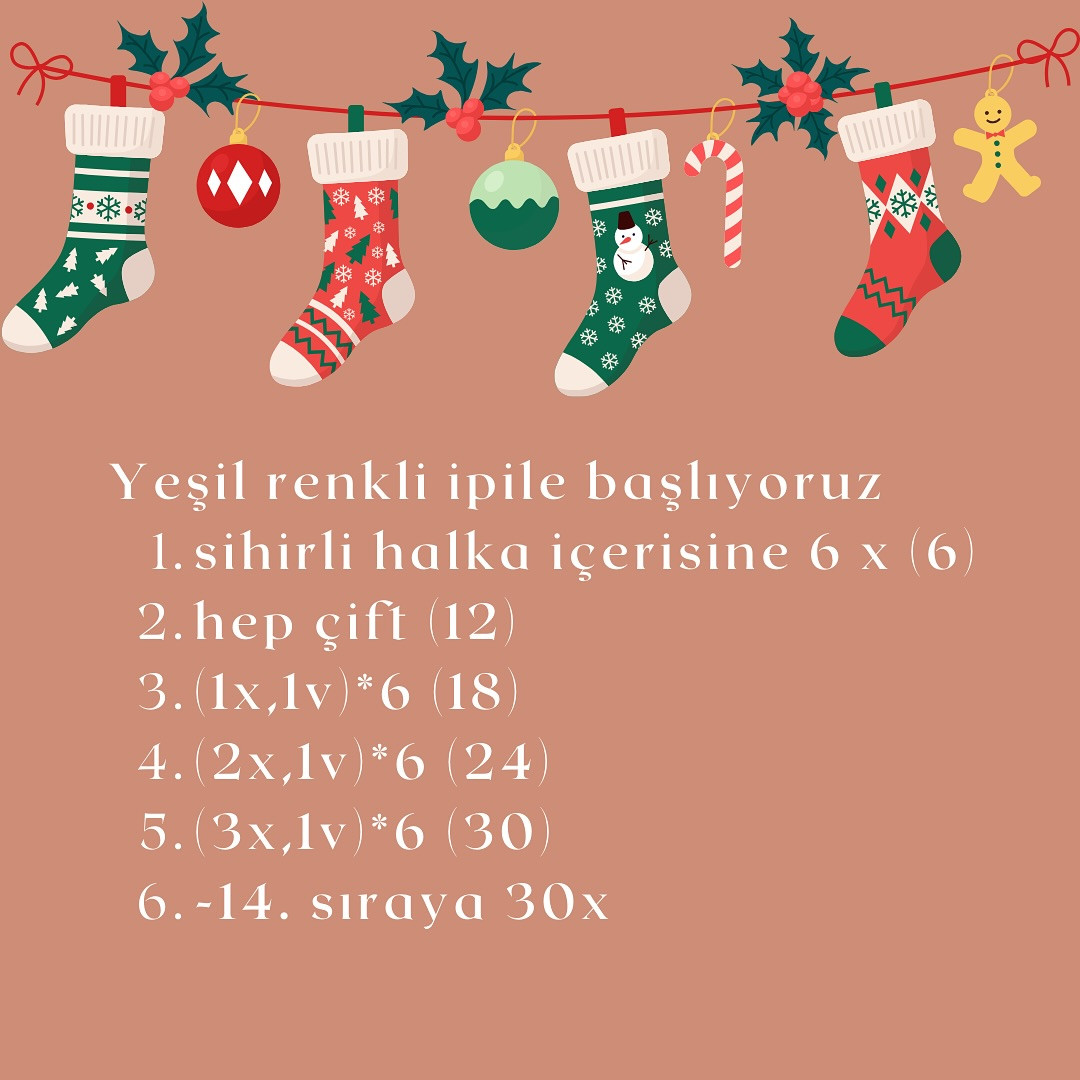 ÜCRETSİZ Noel Çorabı Tığ İşi Şeması
