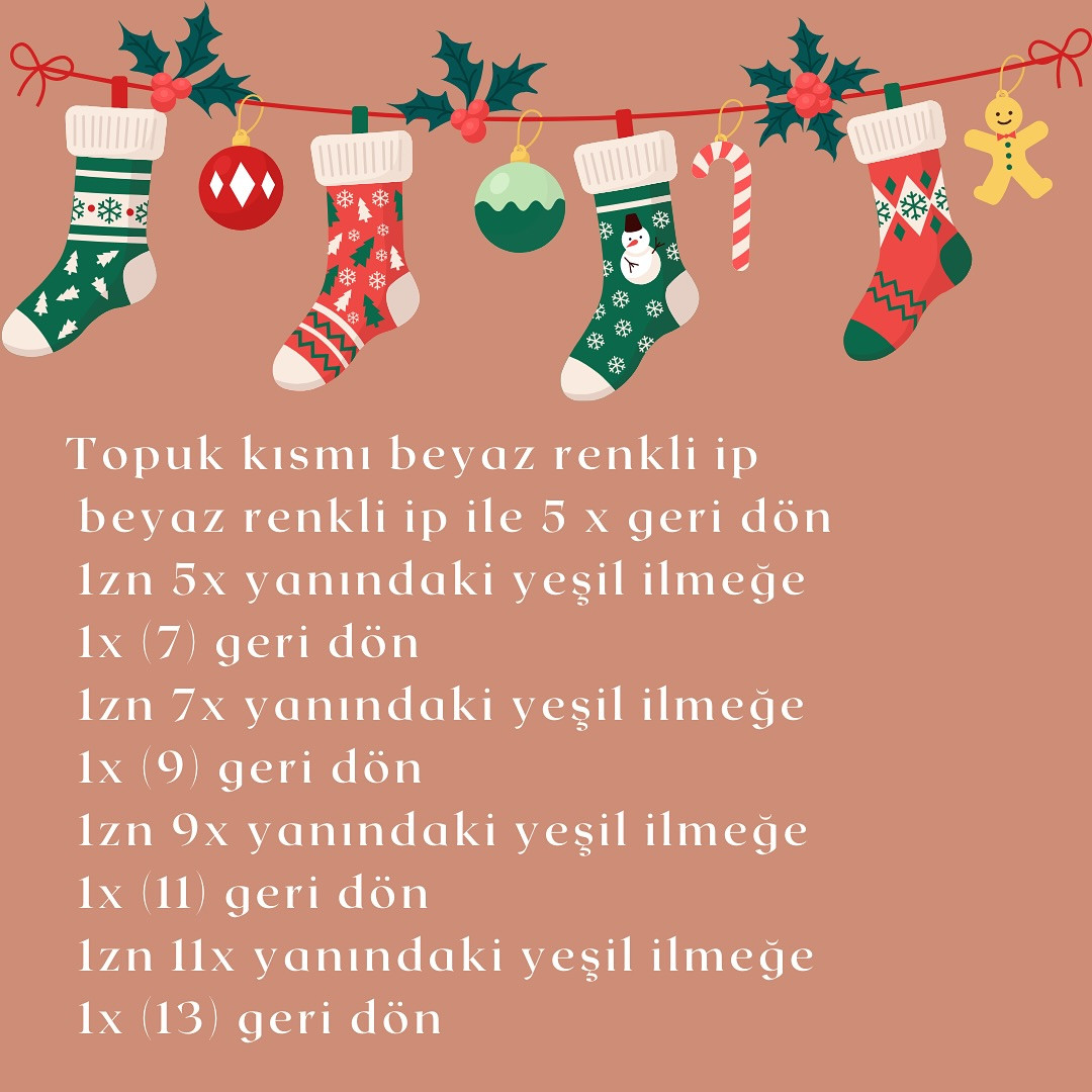 ÜCRETSİZ Noel Çorabı Tığ İşi Şeması