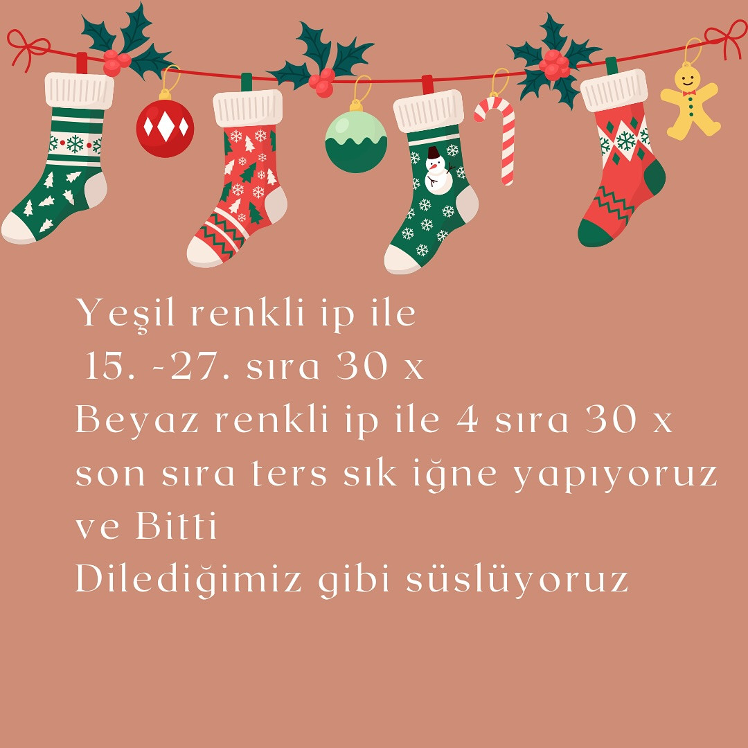 ÜCRETSİZ Noel Çorabı Tığ İşi Şeması