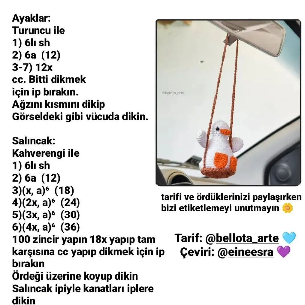 Ücretsiz Örme Desen: Salıncaktaki Ördek