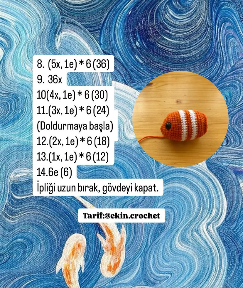 Ücretsiz Palyaço Balığı Anahtarlık Tığ İşi Tarifi