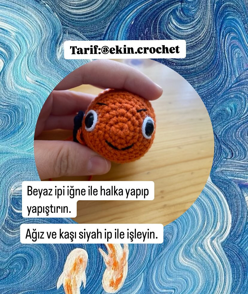 Ücretsiz Palyaço Balığı Anahtarlık Tığ İşi Tarifi