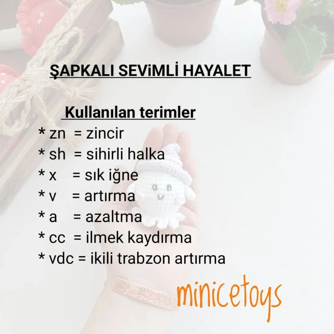 Ücretsiz Şapkalı Sevimli Hayalet Amigurumi Şeması