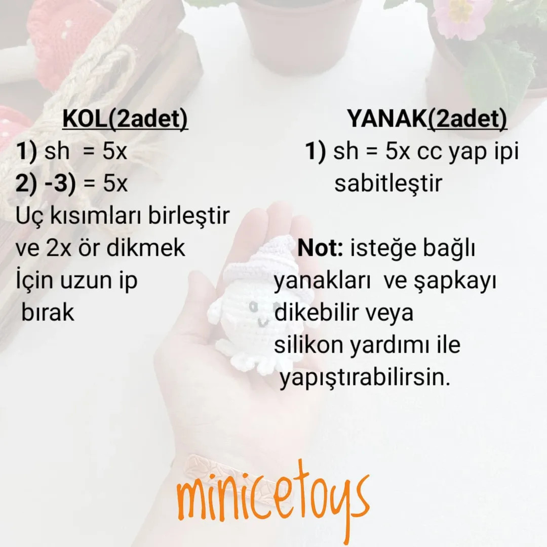Ücretsiz Şapkalı Sevimli Hayalet Amigurumi Şeması