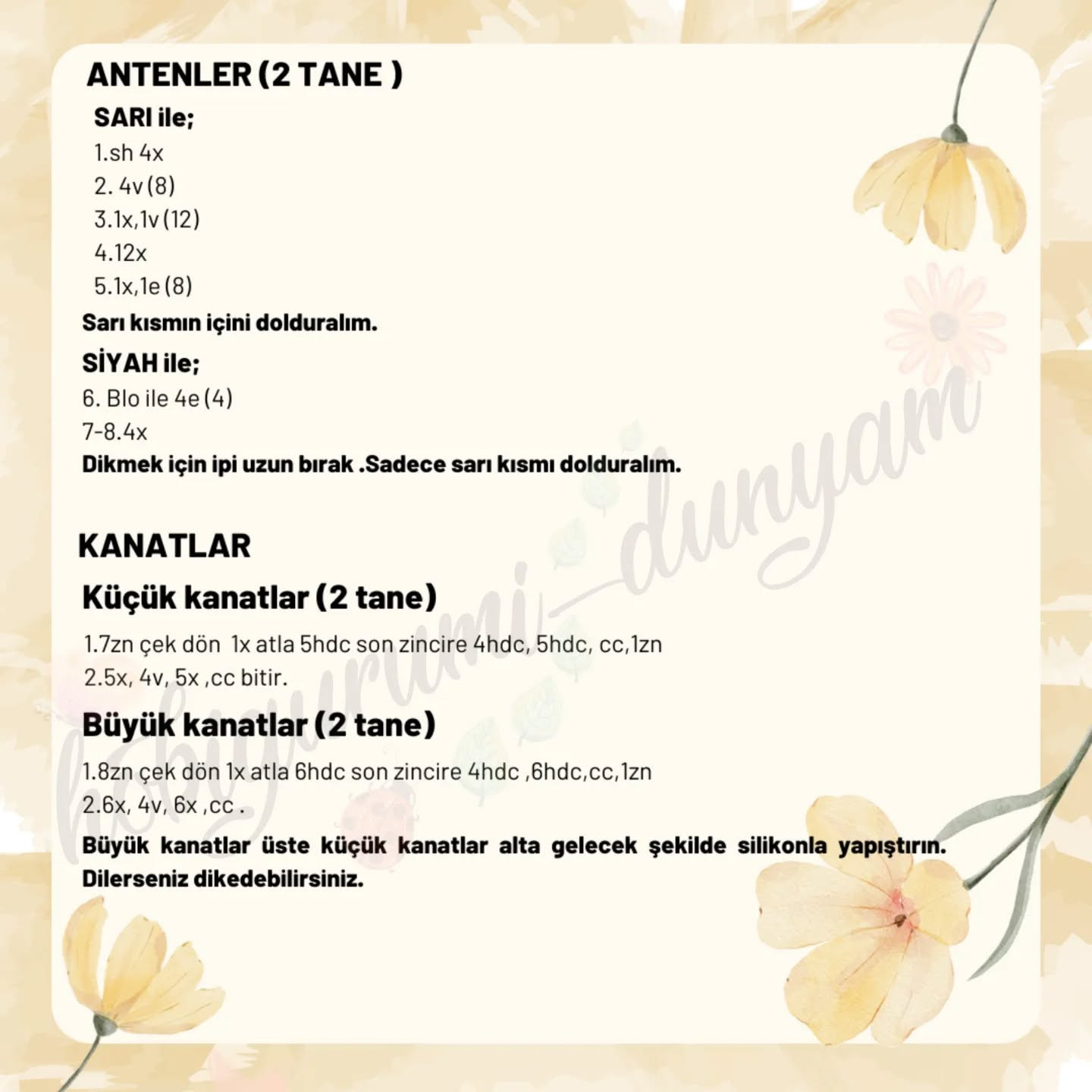 Ücretsiz Sevimli Arı Amigurumi Tarifi