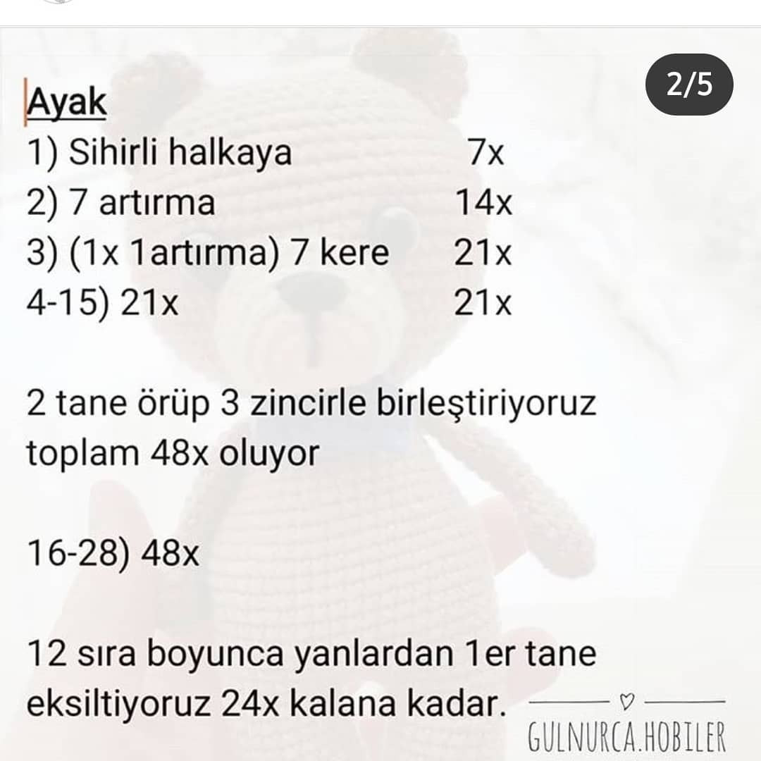 Ücretsiz Sevimli Ayı Bebek Örgü Şeması