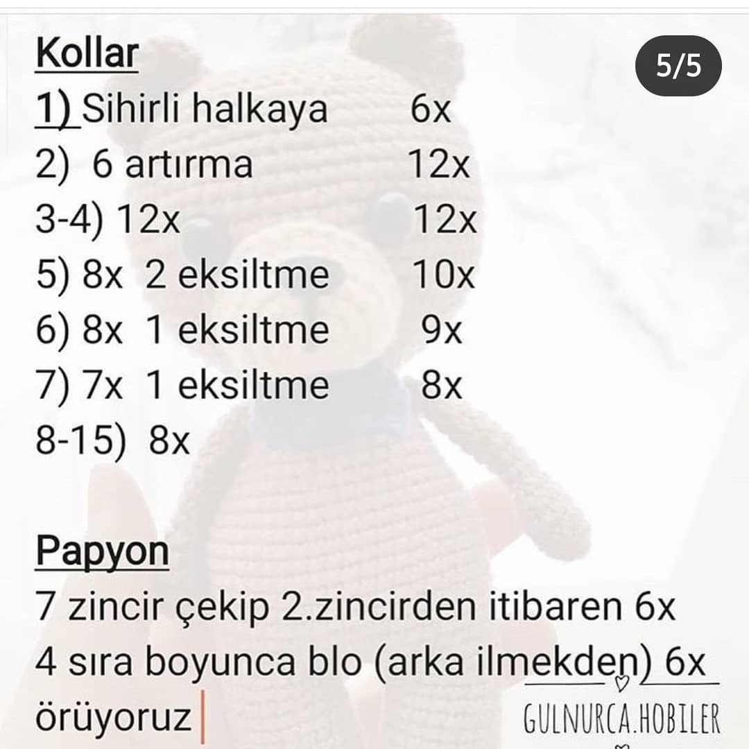 Ücretsiz Sevimli Ayı Bebek Örgü Şeması