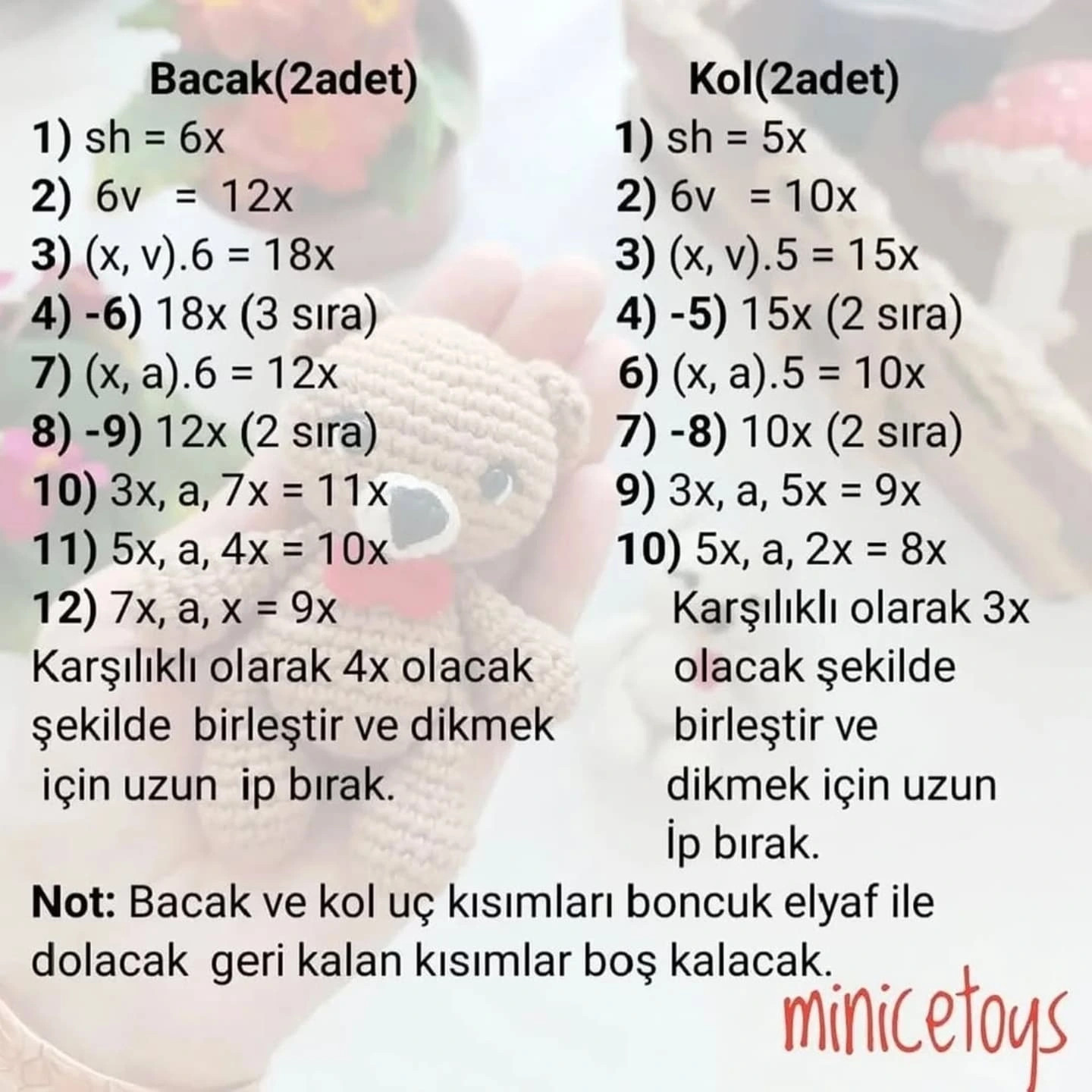 ÜCRETSİZ Sevimli Ayıcık Amigurumi Tarifi