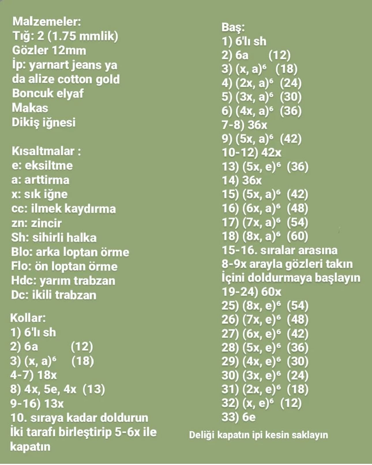 Ücretsiz Sevimli Dinozor Amigurumi Yapımı