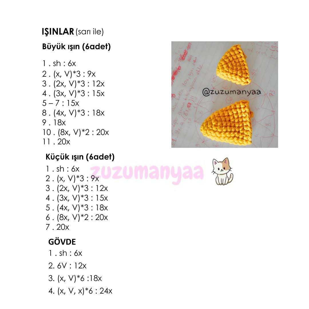 Ücretsiz Sevimli Güneş Amigurumi Tarifi