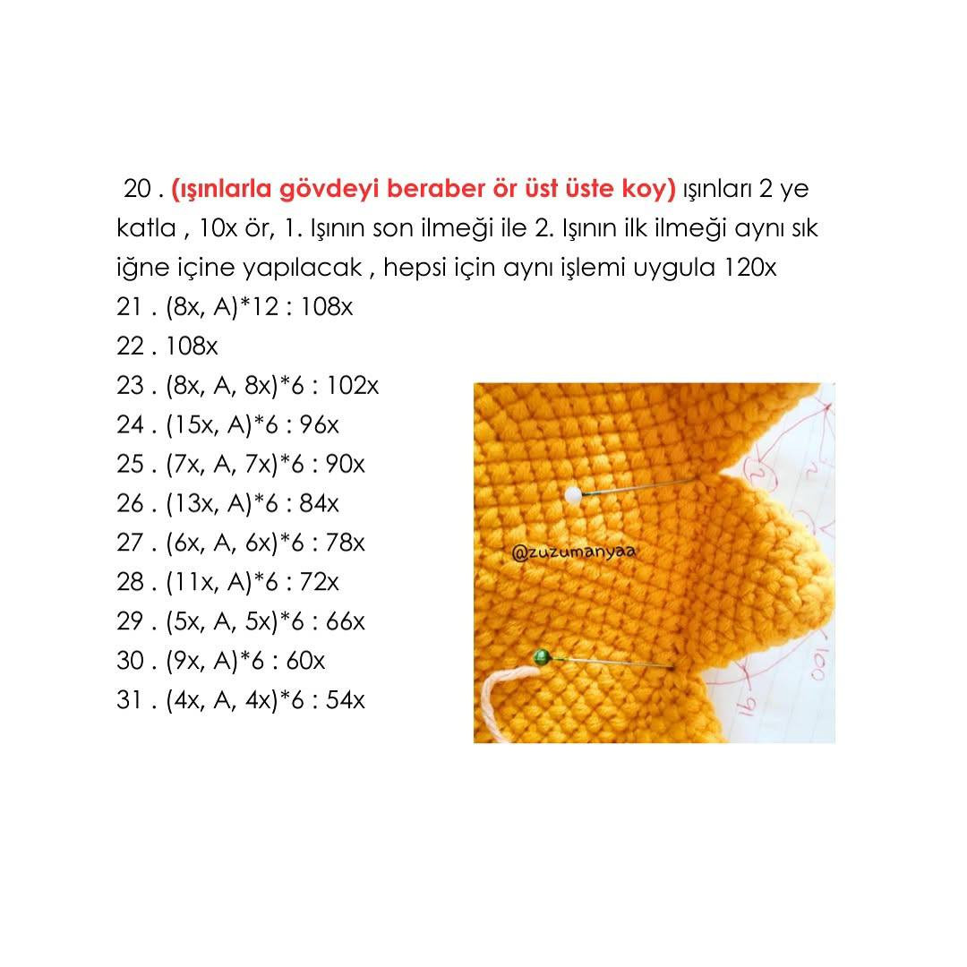 Ücretsiz Sevimli Güneş Amigurumi Tarifi