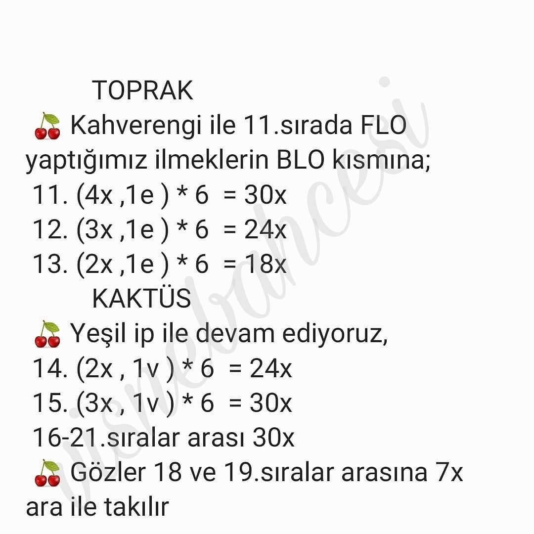 Ücretsiz Sevimli Kaktüs Amigurumi Tarifi