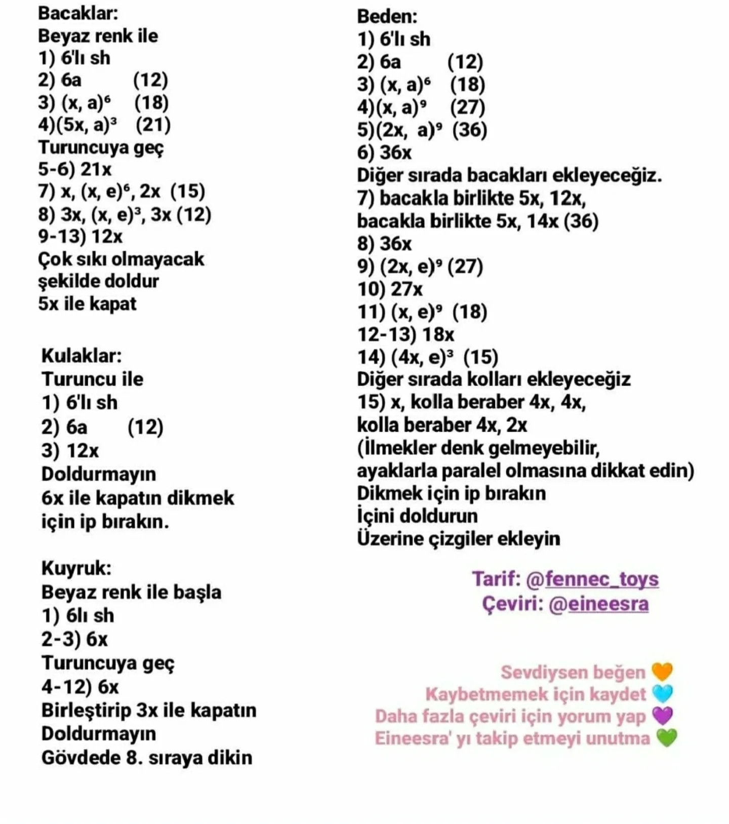 Ücretsiz Sevimli Kaplan Amigurumi Tığ İşi Tarifi