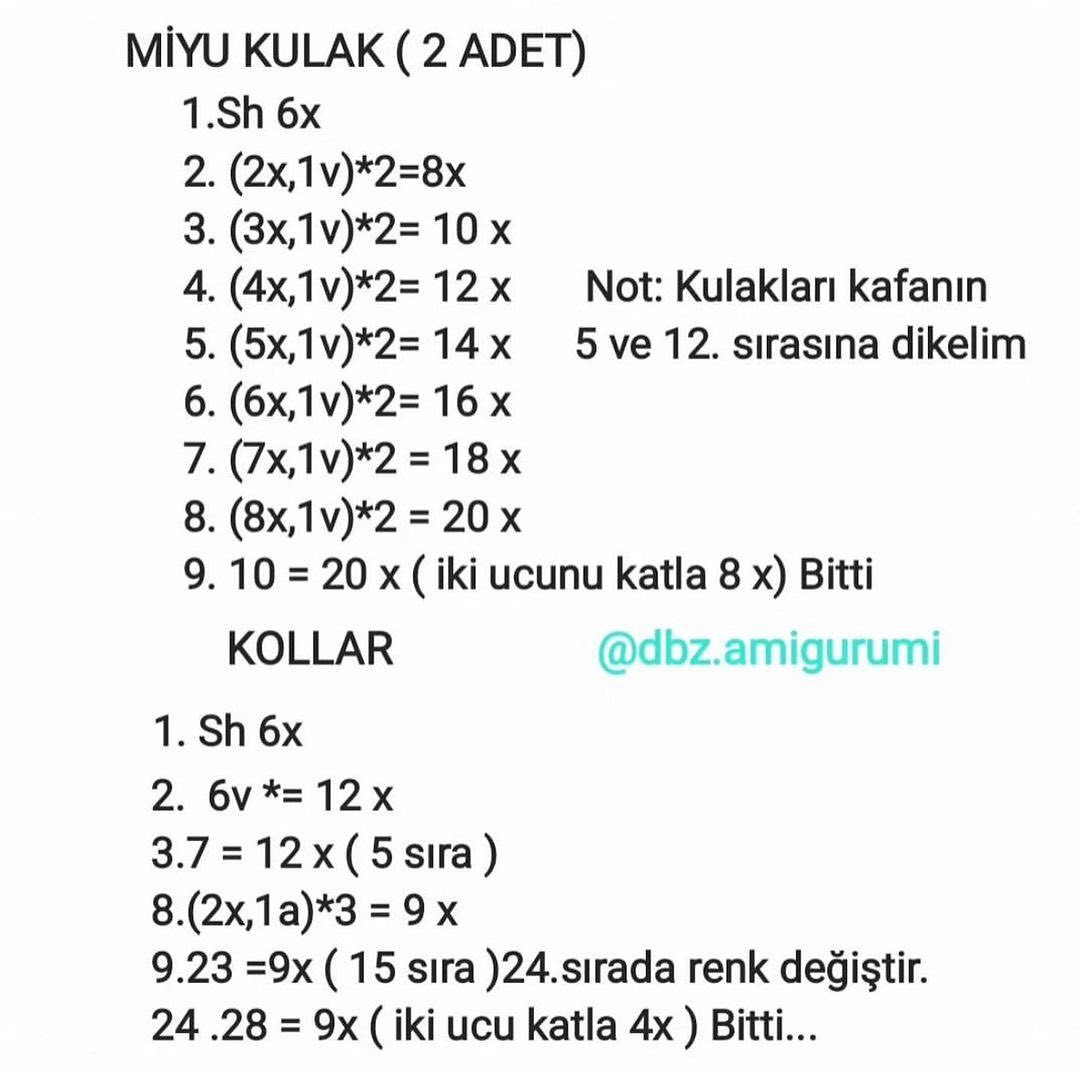 Ücretsiz Sevimli Kedi Amigurumi Şeması