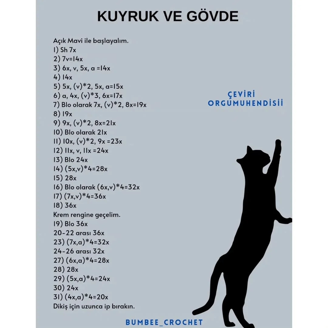 Ücretsiz Sevimli Kedi Denizkızı Amigurumi Yapımı