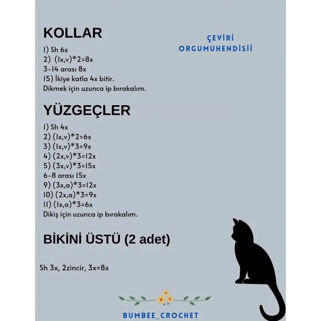 Ücretsiz Sevimli Kedi Denizkızı Amigurumi Yapımı