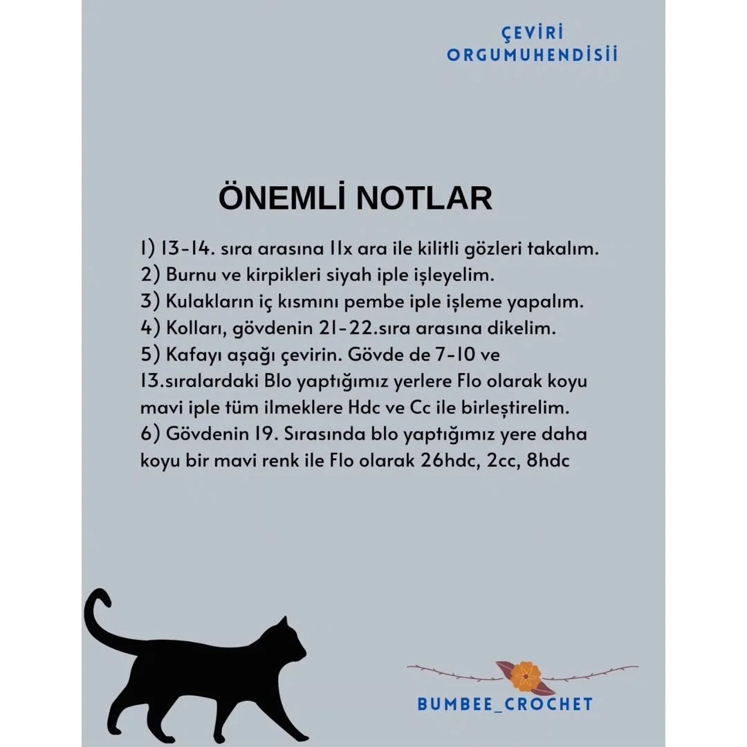 Ücretsiz Sevimli Kedi Denizkızı Amigurumi Yapımı