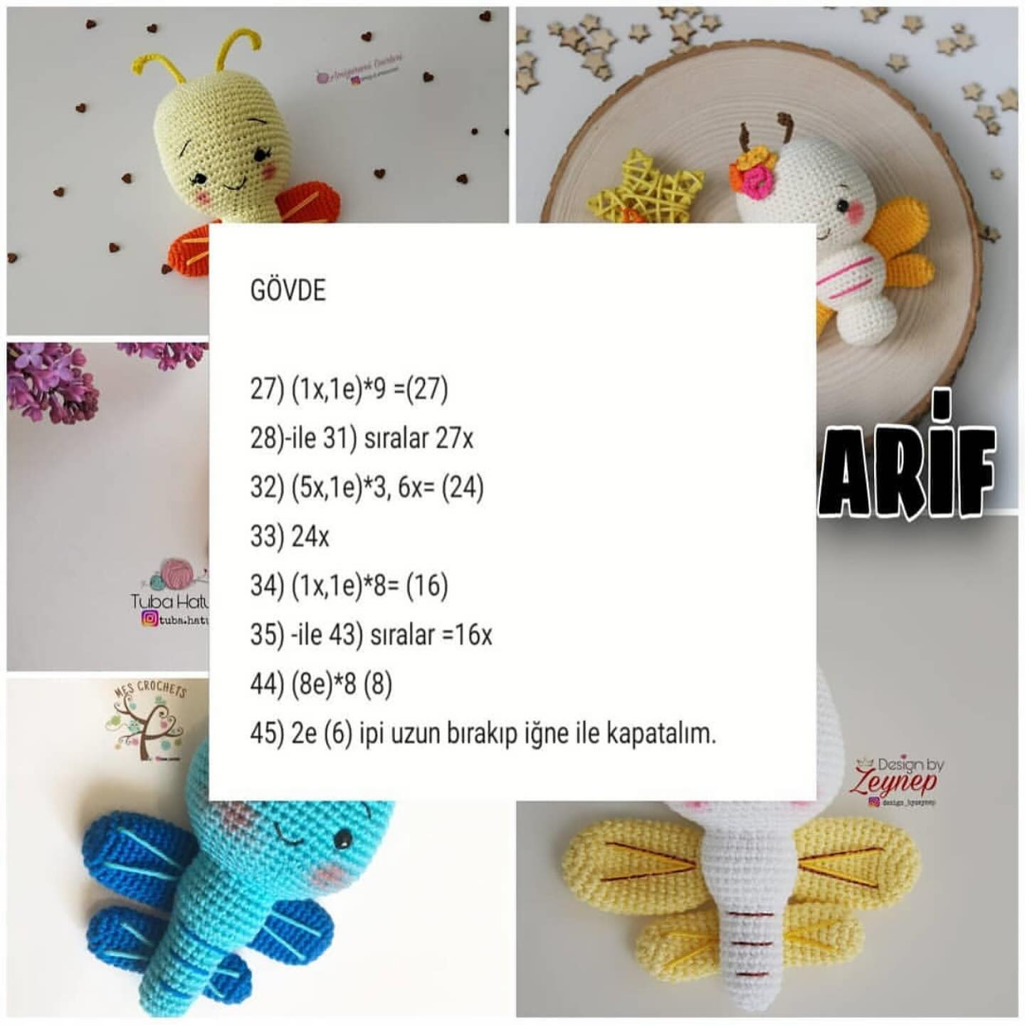 Ücretsiz Sevimli Kelebek Amigurumi Yapımı