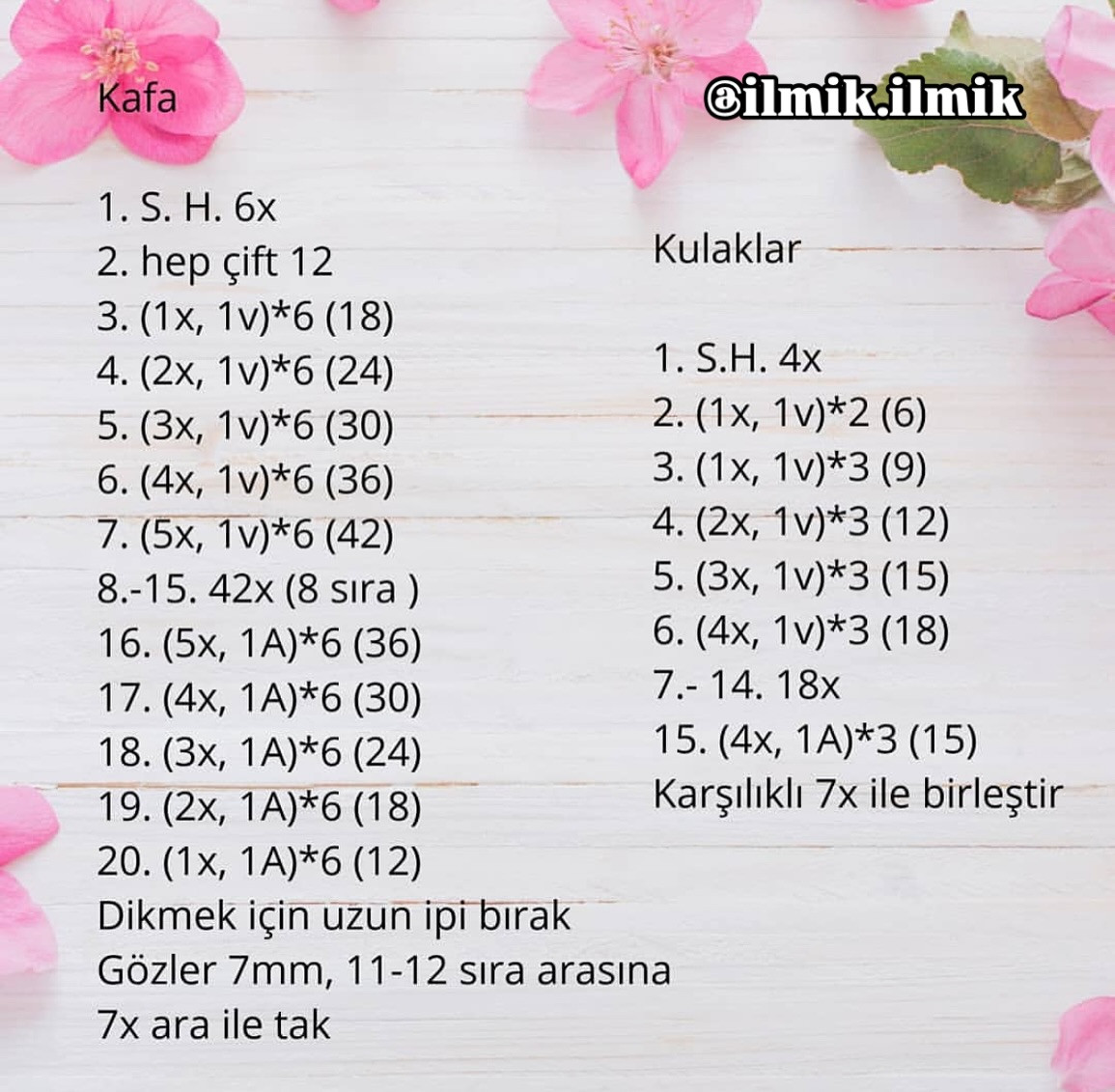 Ücretsiz Sevimli Tavşan Amigurumi Tarifi