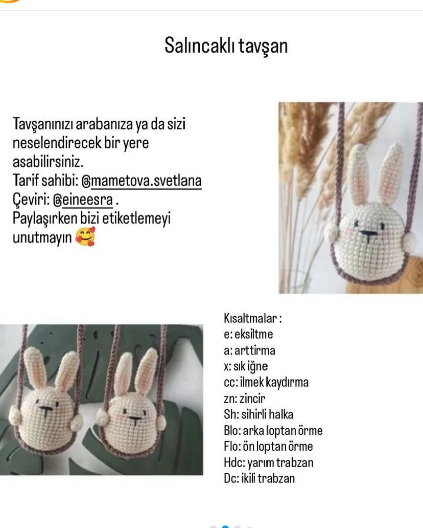 Ücretsiz sevimli tavşan amigurumi tarifi Merhaba 🤗 🐰