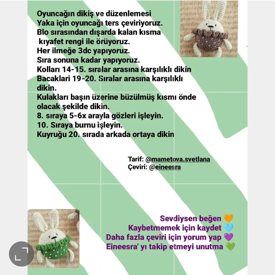 Ücretsiz sevimli tavşan amigurumi yapım şeması