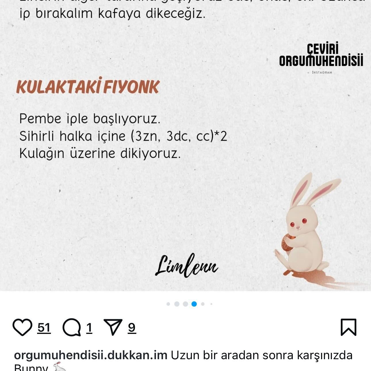Ücretsiz Sevimli Tavşan Amigurumi Yapımı Çok tatlış bir tavşan buldum 😍