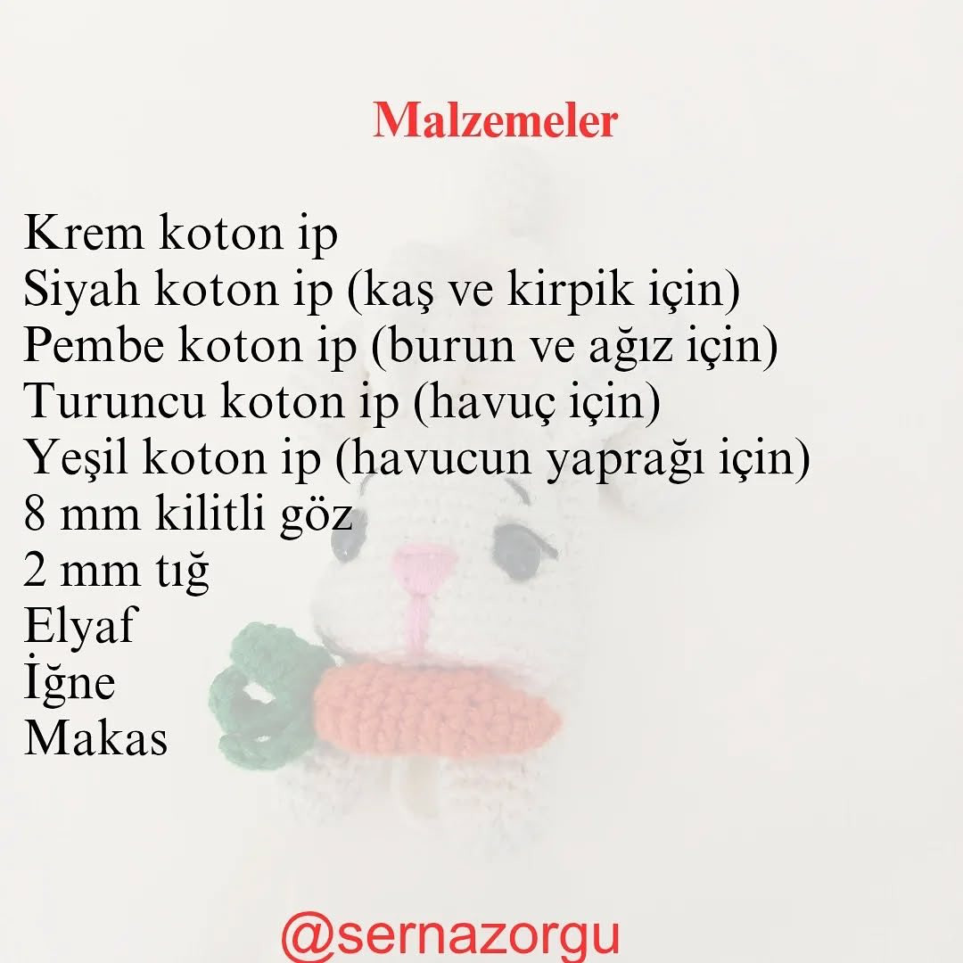 Ücretsiz Sevimli Tavşan Anahtarlık Tarifi
